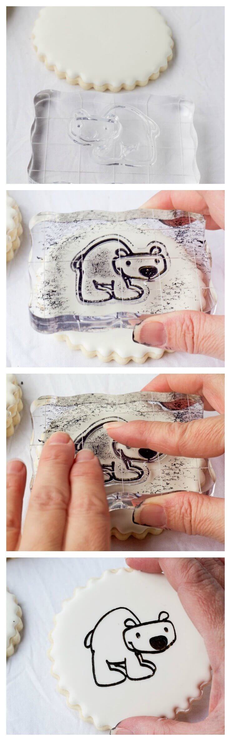 comment decorer un biscuit tampon motif ours polaire peinture alimentaire