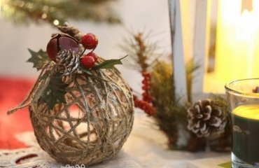comment fabriquer boule en ficelle jute déco Noel rustique
