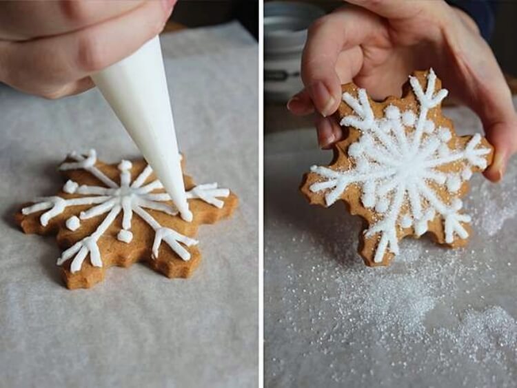 décoration biscuits au gingembre flocons de neige