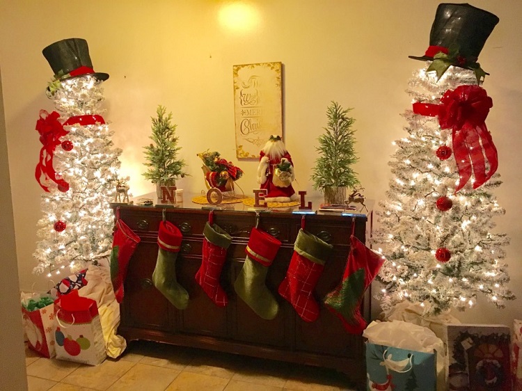 décoration splendide pour les fêtes d'hiver accrocher chaussette de Noël aux armoires