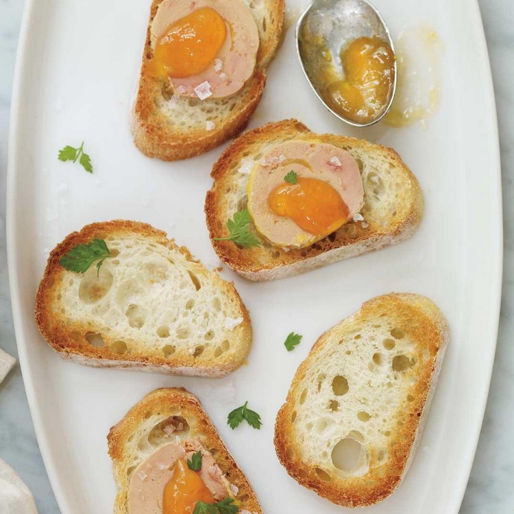 foie gras tranches baguette blanche gelée apricot