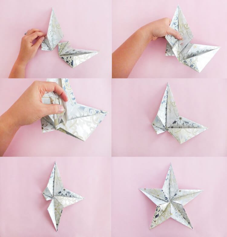 guirlande noel origami étapes bricolage étoiles
