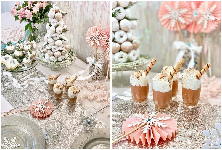 idée deco table baby shower fille hiver deco baby shower buffet chocolat chaud