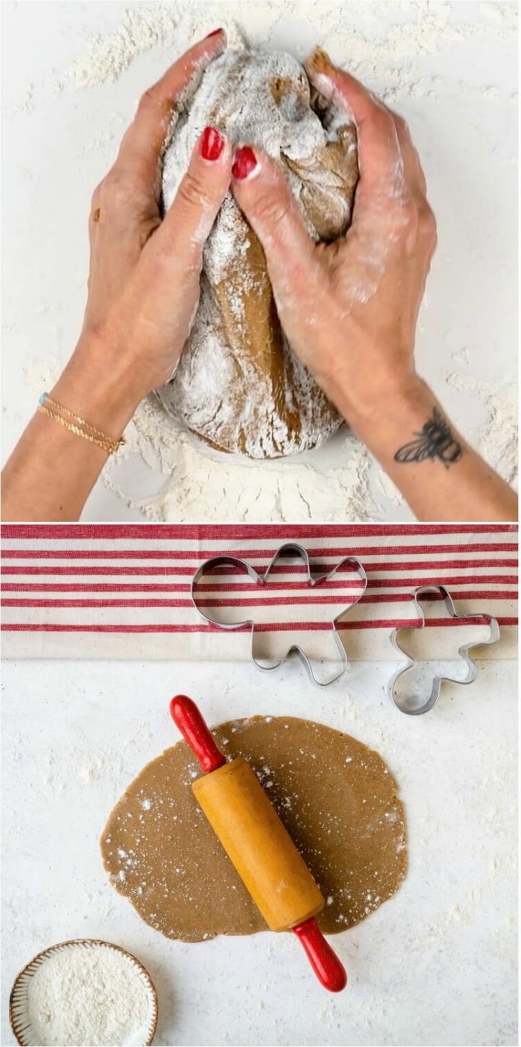 pétrir pâte à biscuits couronne de noël gingembre