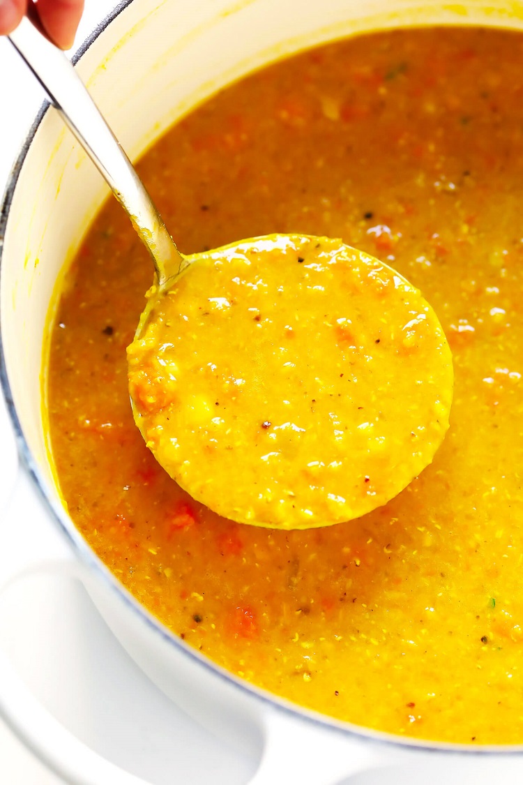 Recipe for shorba adas Lebanese coral lentil soup with turmeric