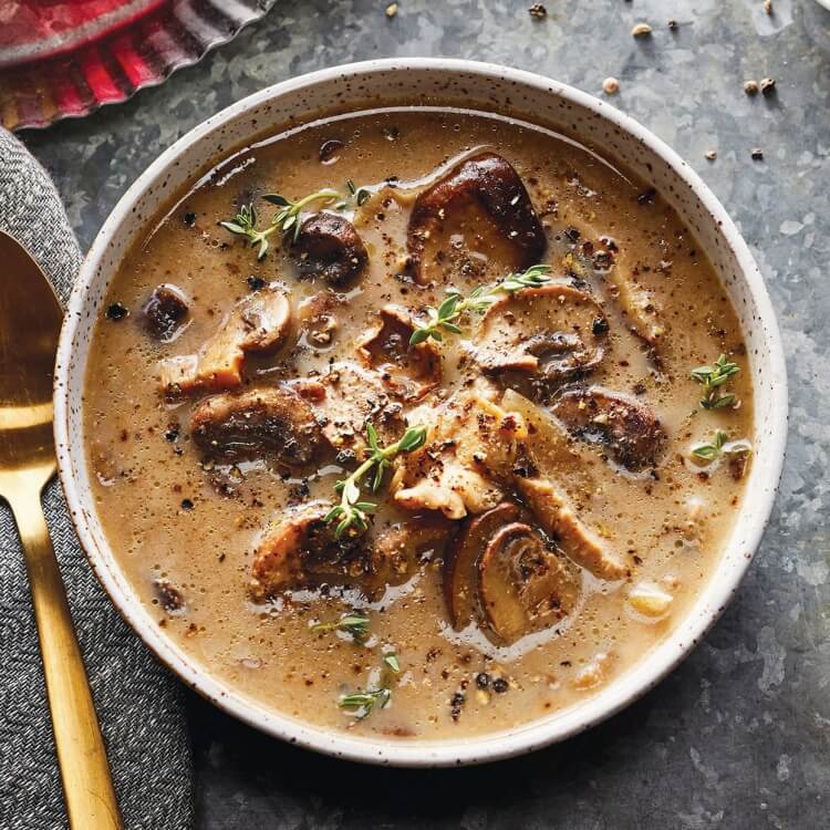 a simple recipe for homemade soup with porcini mushrooms and sherry spices