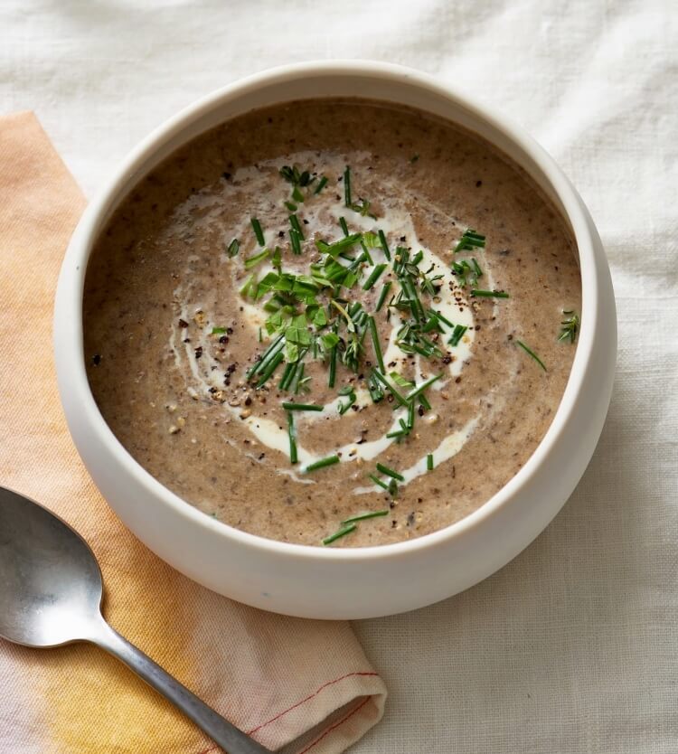 recipe for homemade winter mushroom soup with sherry spices