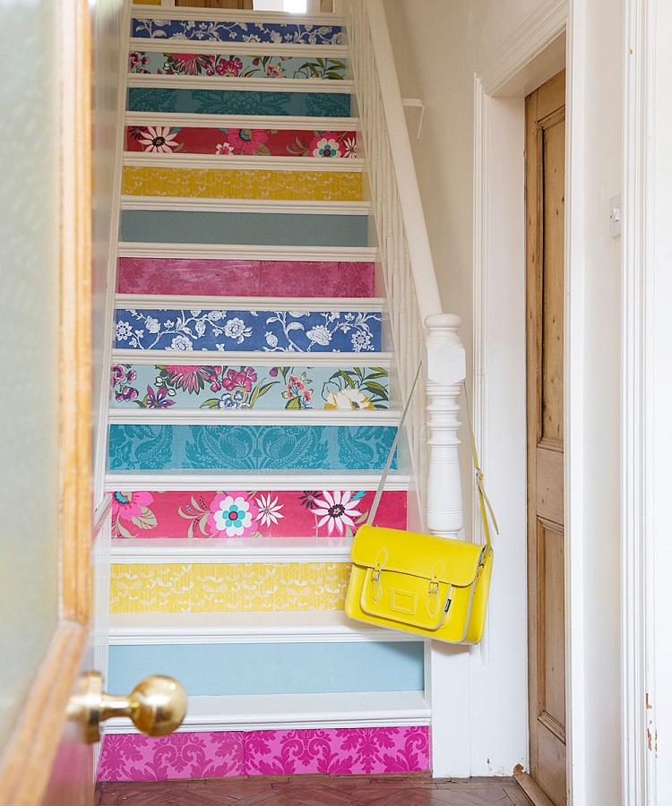 relooker escalier papier peint idées diy relooking meubles