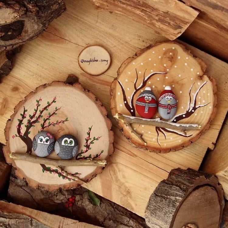 Décoration Noël Sapin Mariage Support à décorer Activité créative Queta Tranche de Bois Naturel Ronds avec Ficelle Rondelles de Bois disques en Bois