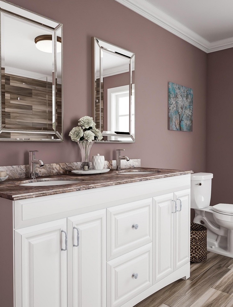 salle de bain en violet pastel