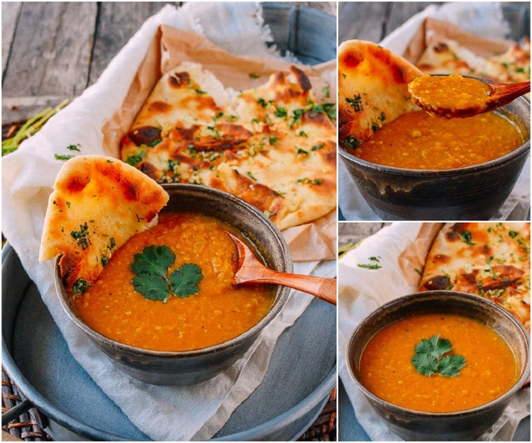 tomato coral lentil soup with coral curry