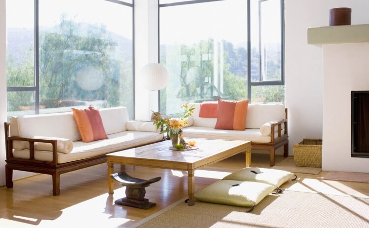 style Japandi désign intérieur meubles coussins pureté lignes