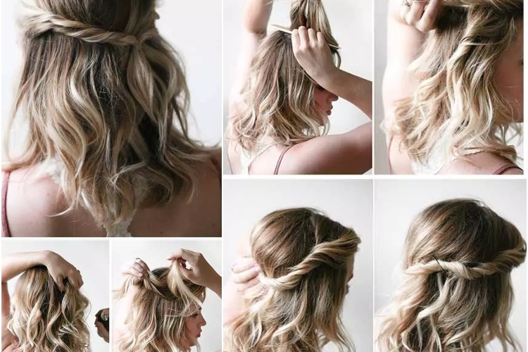 Coiffure de fête facile à faire pour les dames à cheveux courts