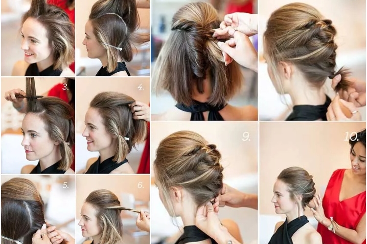 Coiffure de fête facile à faire pour les dames à cheveux courts
