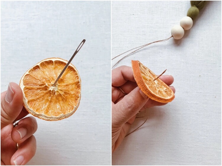 comment fabriquer guirlande Noel tranches oranges séchées