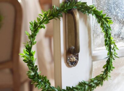 décoration poignée de porte Noel petite couronne végétale