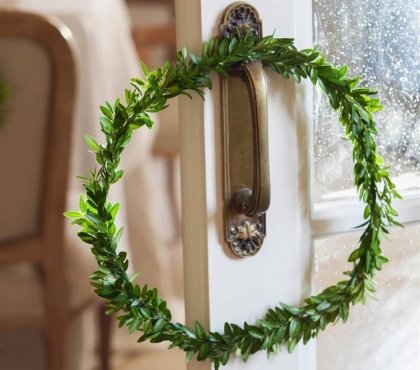 décoration poignée de porte Noel petite couronne végétale