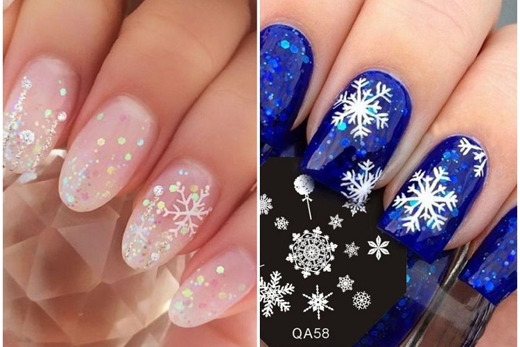 Nail Art Noël flocon de neige - idées de manicures à copier