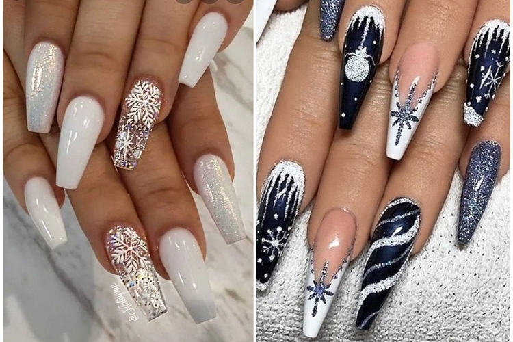 Nail Art Noël flocon de neige - idées de manicures à copier