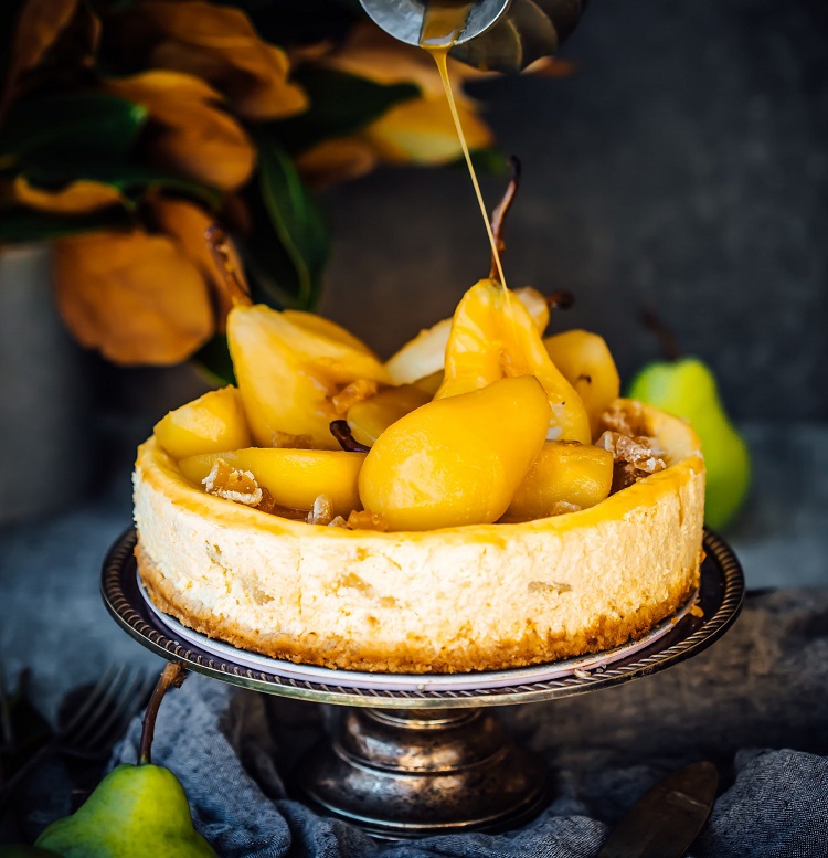recette cheesecake dhiver aux poires caramélisées idée dessert noël
