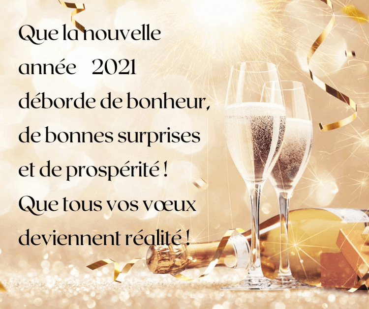 souhaits nouvel an 2021 carte champagne confettis