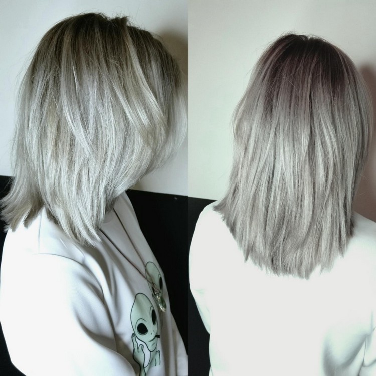 cheveux gris sur blond platine - coloration tendance 2021
