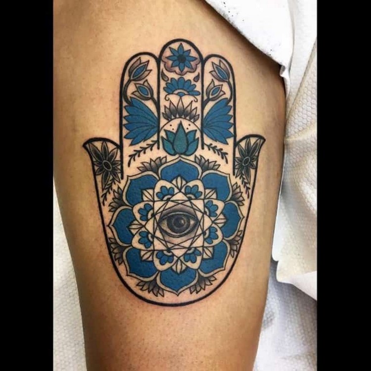 hamsa main de Fatma bleu tatouage oeil protection