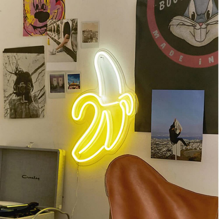 lumières LED effet non forme banane déco murale chambre