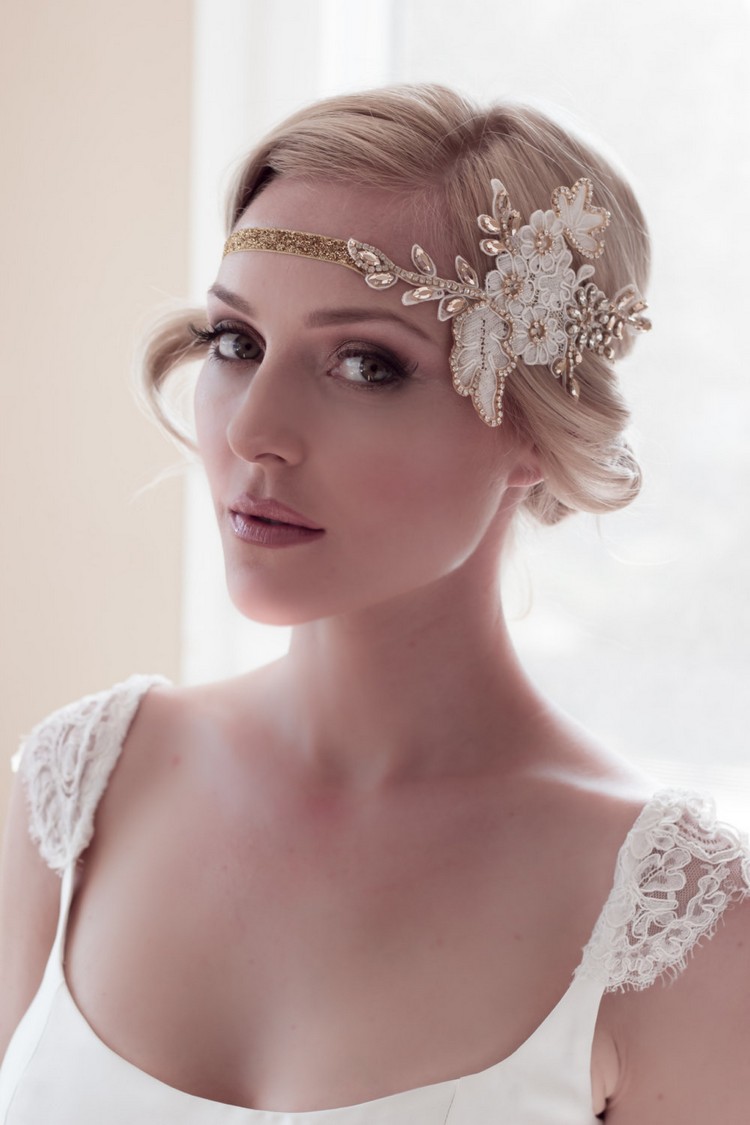 Boho Chic Style Bride Short Hair - Rhinestone Flower Headband