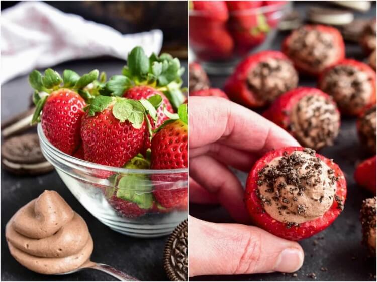 recette fraises farcies de mousse au chocolat dessert saint-valentin