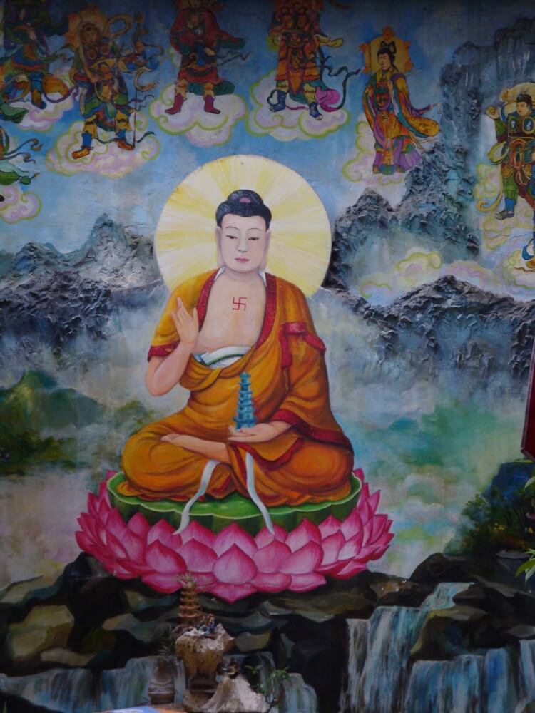 tableau Bouddha méditation lotus concentration profonde