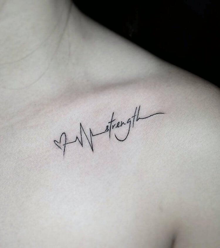 tatouage electrocardiogramme femme mot puissant