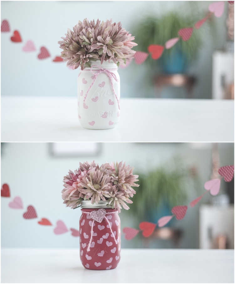 vases pots Mason DIY deco coeurs empreintes digitales