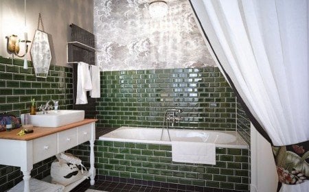 carrelage métro couleur vert émeraude salle de bains
