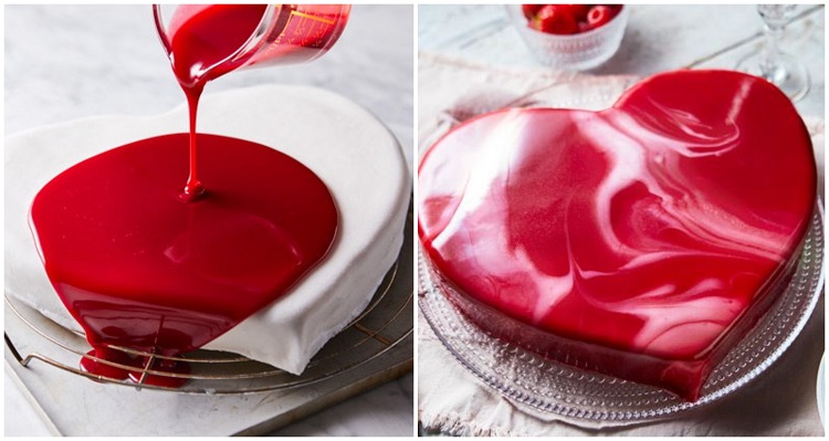 comment faire un gateau forme coeur avec glaçage miroir gâteau maison pour la saint valentin