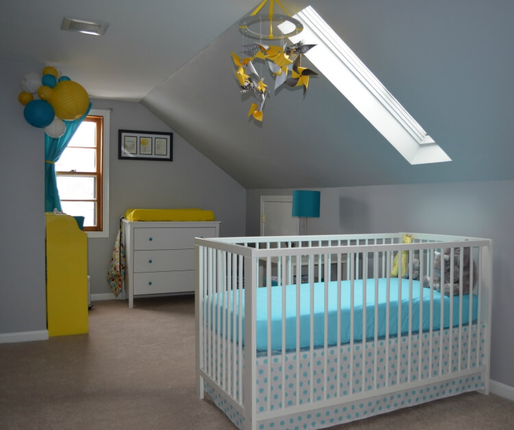 couleurs chambre bébé neutre utiliser blanc gris bleu jaune