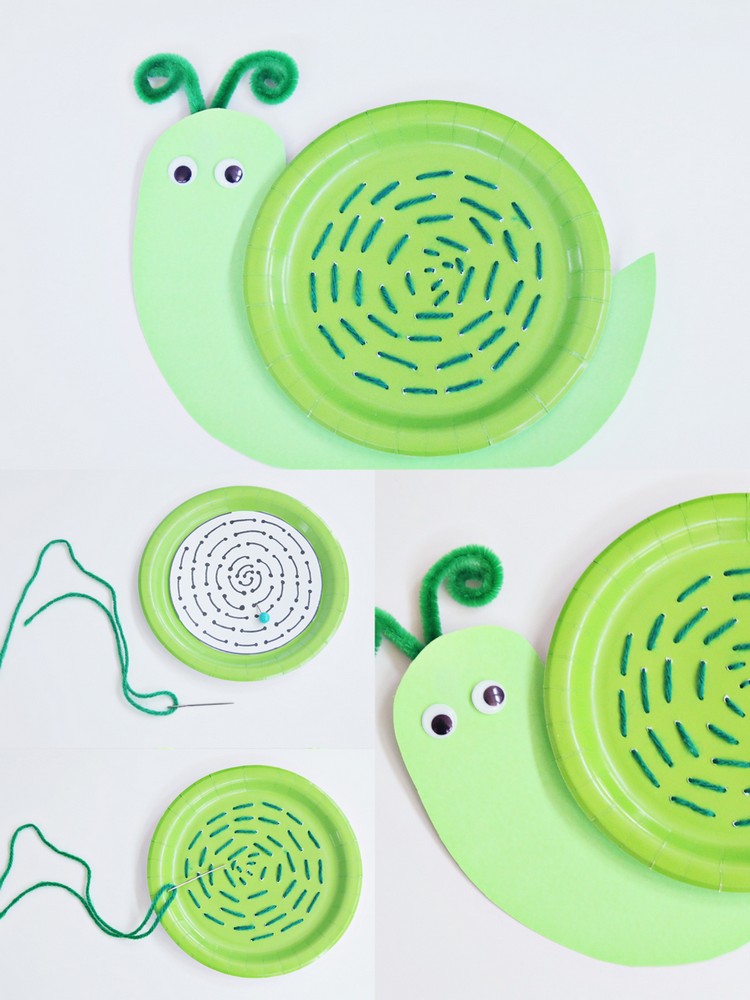 escargot ficelle papier loisirs créatifs enfants de la maternelle