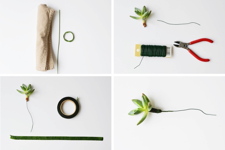 fabriquer rond serviette plante succulente fil metallique