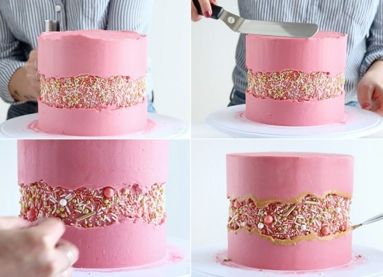 gateau avec des lignes interrompues fault line cake recette cake design facile