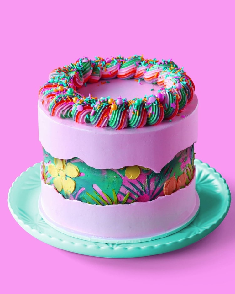 gateau faultline cake design coloré gâteau faillé d'anniversaire petite fille