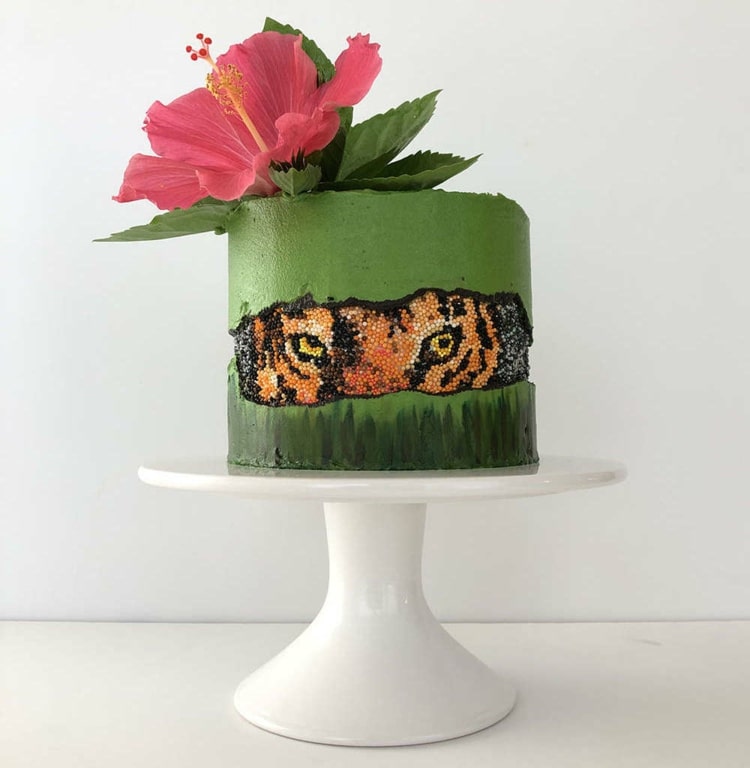 gâteau faillé faultline cake design exotique fleur comestible