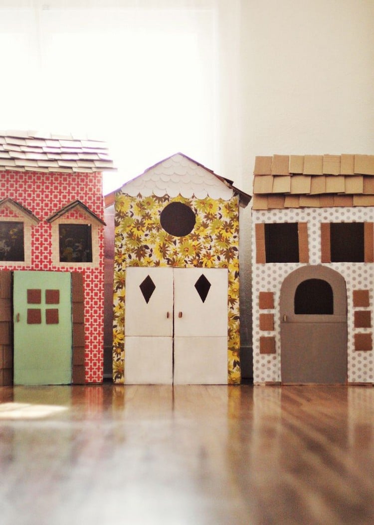 idée décoration originales cabanes enfant boite carton