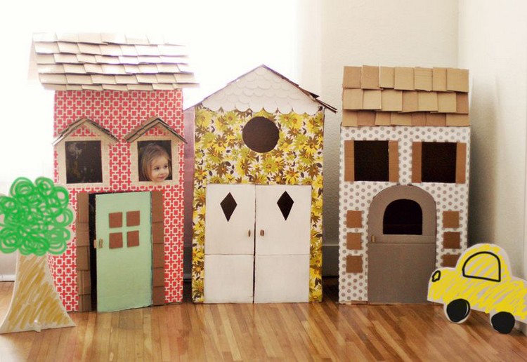 idées décoration cabanes enfant grande boite carton