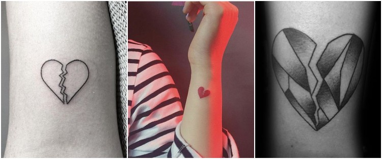 idées petit tatouage coeur brisé représentations stylisées variées