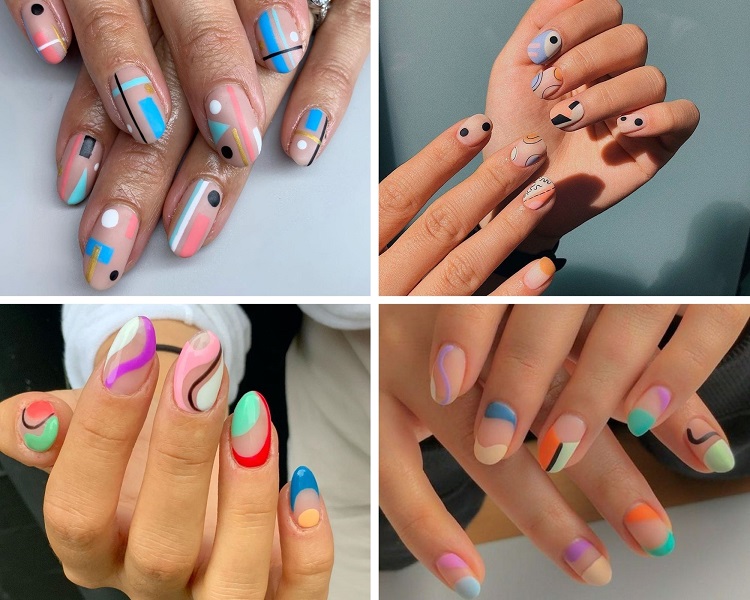 nail art inspiration minimaliste et colorful