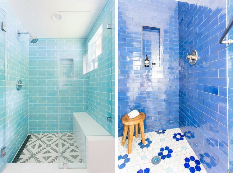 quelle couleur carrelage métro choisir pour salle bains bleue