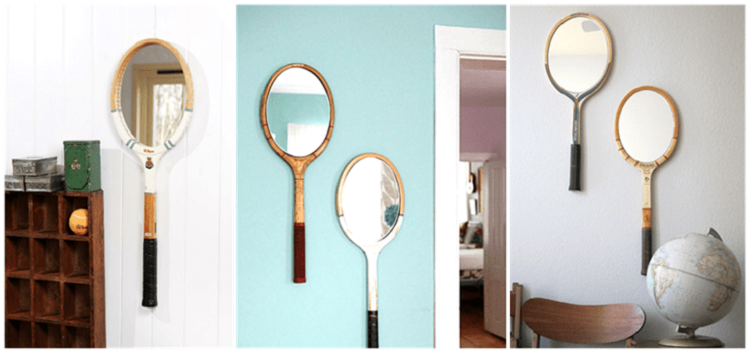 requettes de tennis customisées miroirs ronds diy