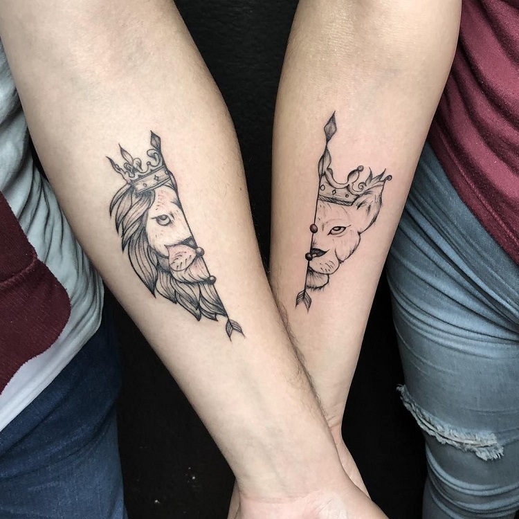 tatouage cool pour frère et soeur de lions art et unique