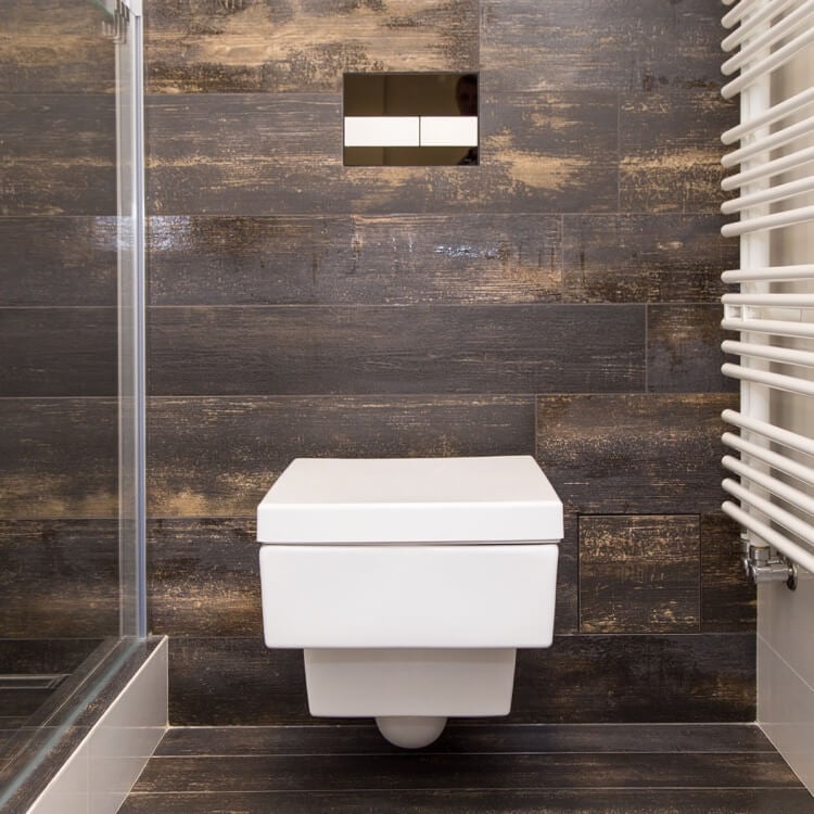 toilette intelligente suspendue design moderne carrelage aspect bois