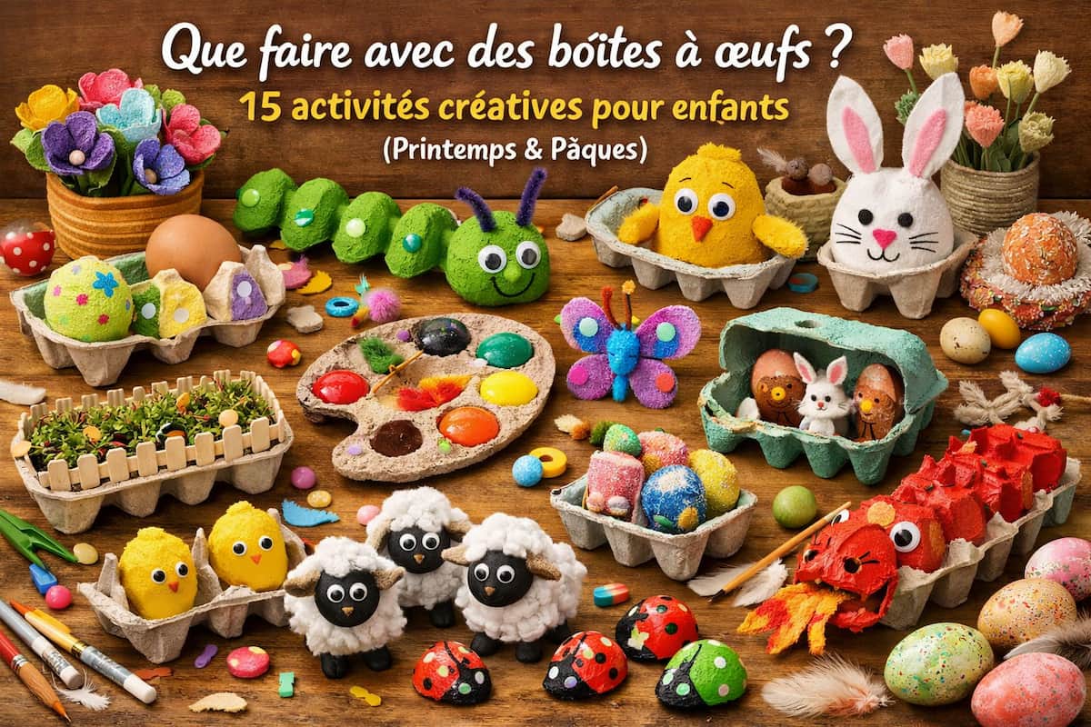 activités manuelles avec des boîtes à œufs faciles pour enfants pâques et printemps